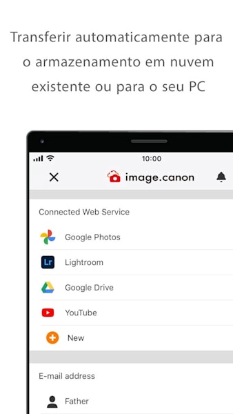 Google Fotos em câmera Canon aplicativo image.canon