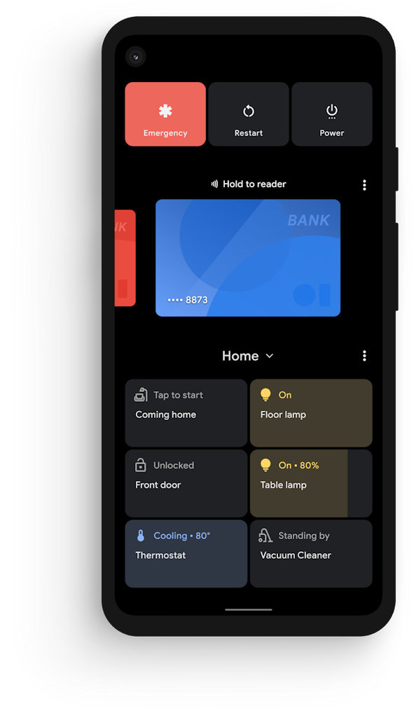 Android 11 central para dispositivos inteligentes e cartões