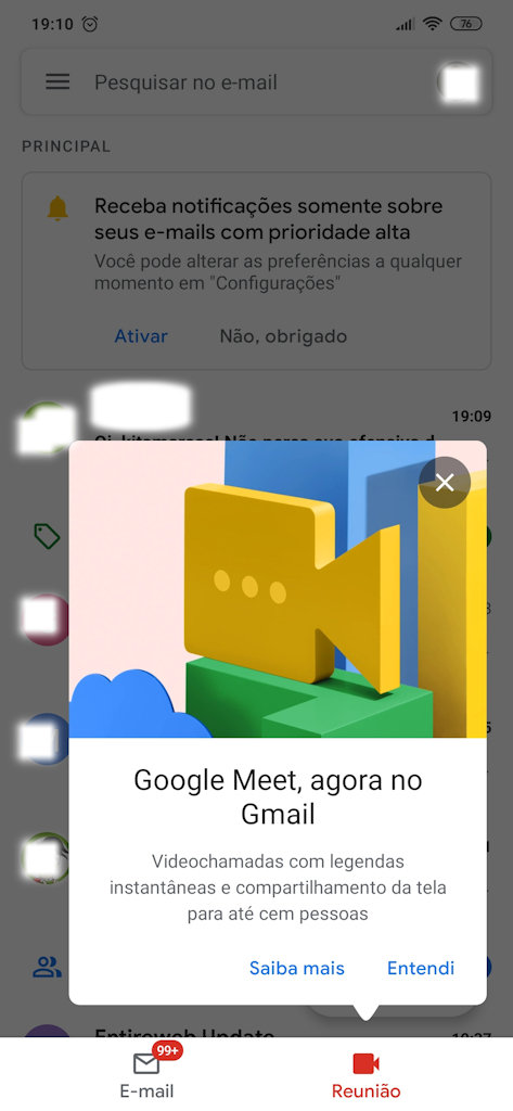 Gmail recebe Google Meet (reunião) vídeochamada