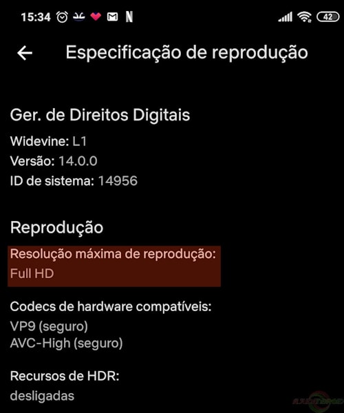 Netflix com descobrir qualidade máxima de reprodução no Android