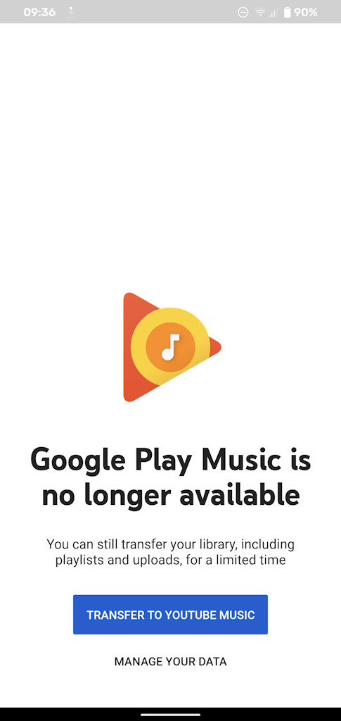 Google Play Music desativado