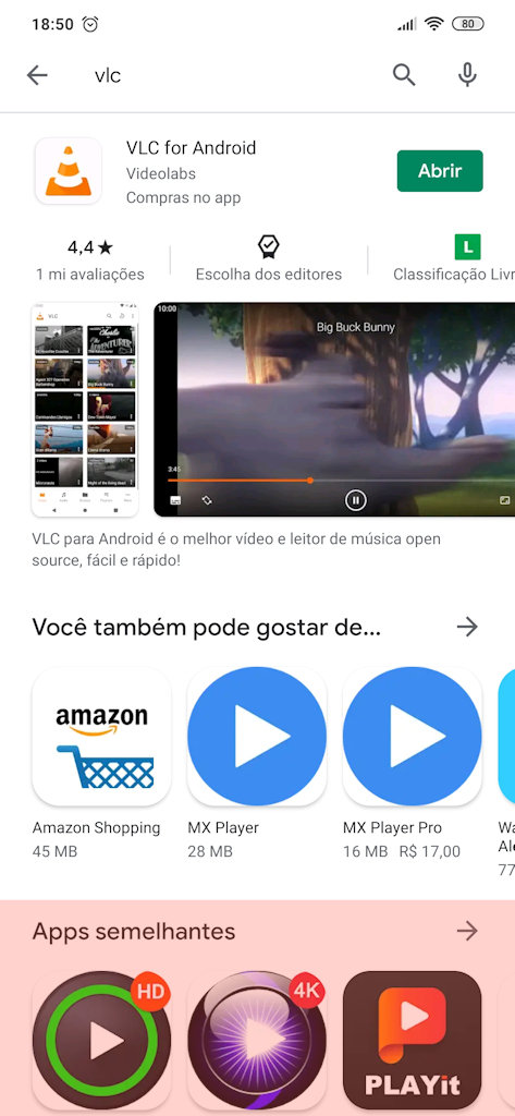 Google Play seção apps semelhantes