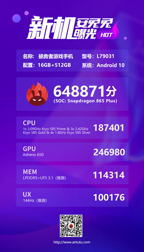 Snapdragon 865+ (865 Plus) AnTuTu