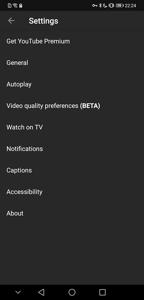 YouTube para Android, configuração para qualidade de reprodução de vídeo em teste