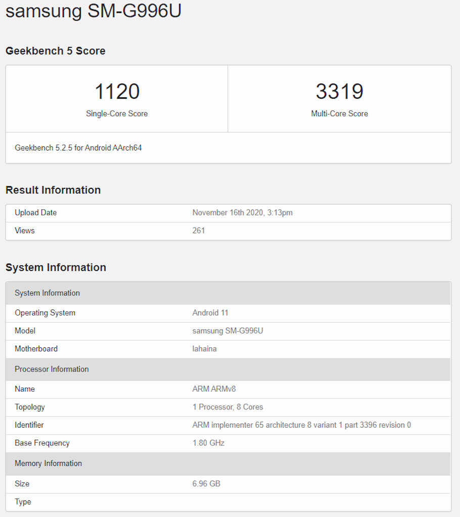 Galaxy S21 benchmark Snapdragon 875