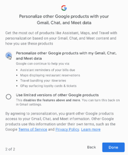 Gmail, Chat e Meet Configurações de personalizações