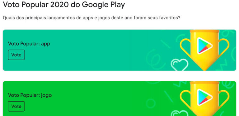 Google Play Vote nos melhores aplicativos e jogos de 2020