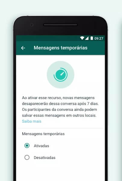 Whatsapp mensagens temporárias