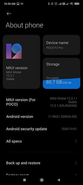 Poco F2 Pro Android 11