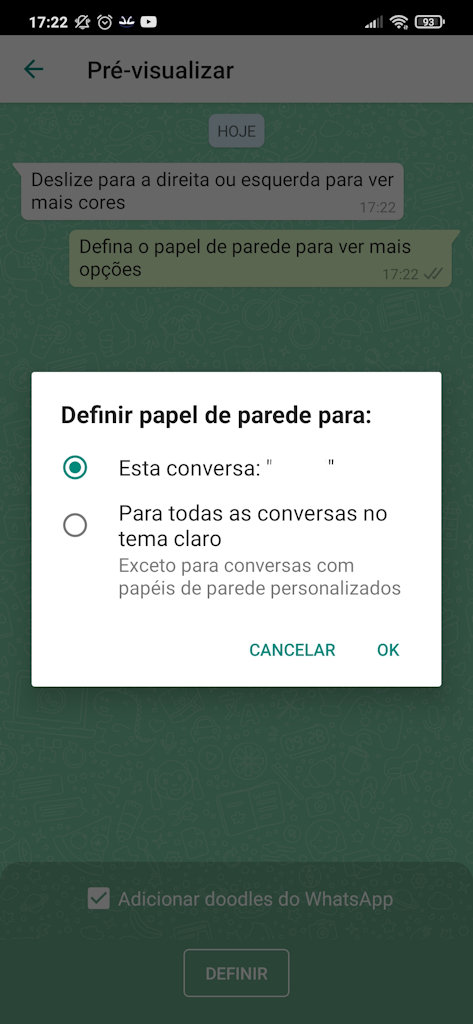 WhatsApp papel de parede para cada conversa