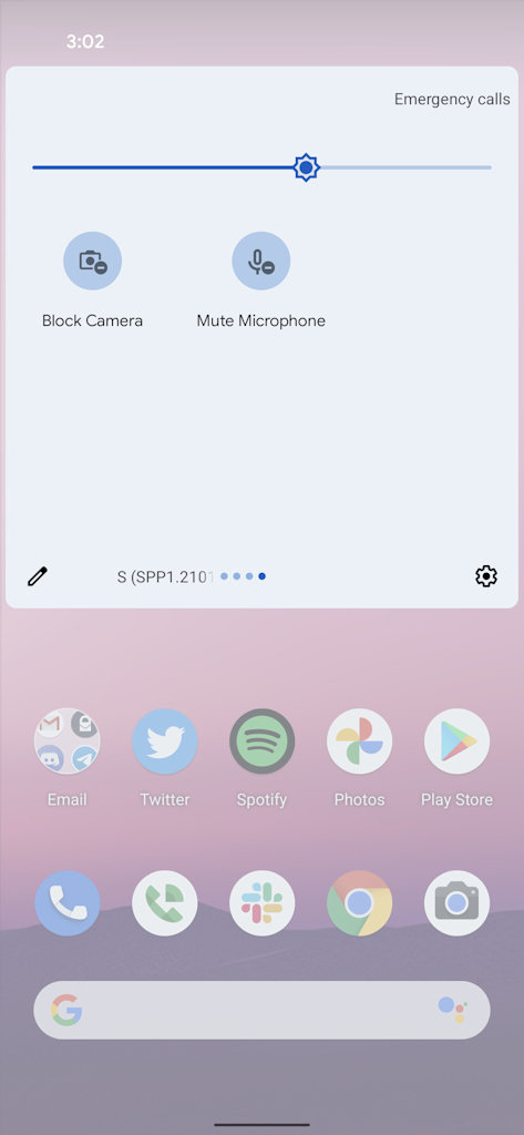 Android 12 tem bloqueio de câmera e para microfone mudo