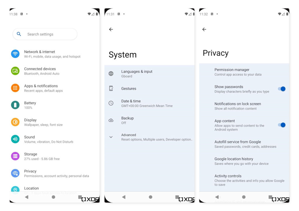 Android 12 nova interface