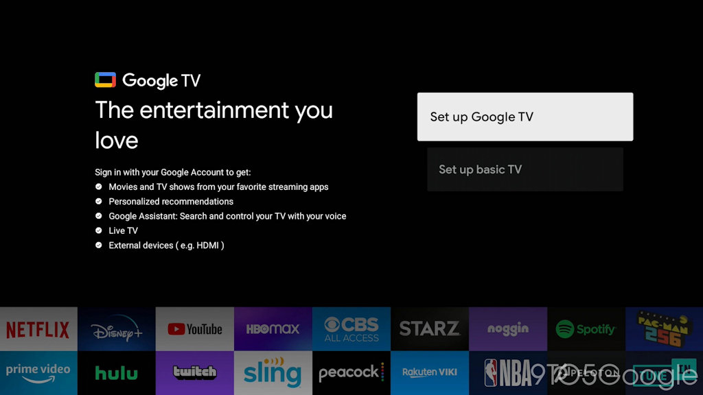 Google TV Configuração inicial modo smart TV