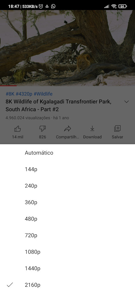 YouTube para Android tem resolução 4K com ou sem HDR