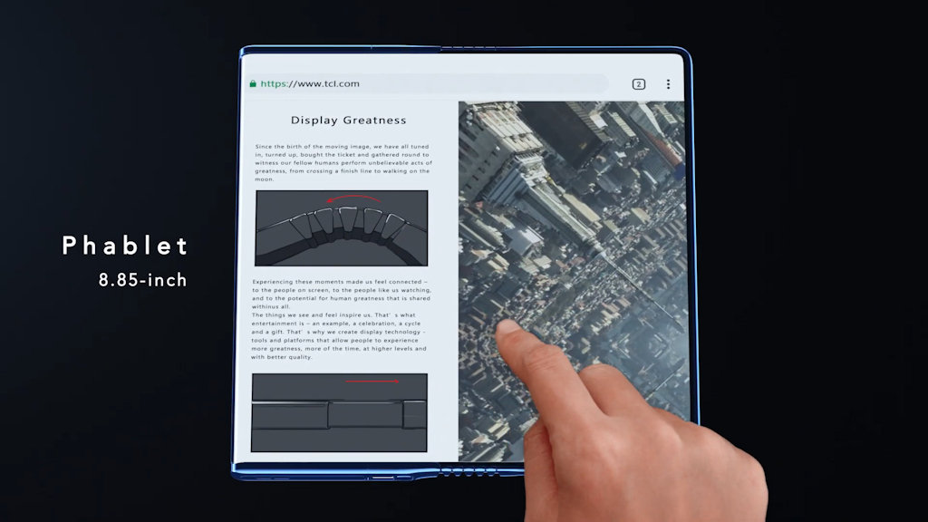 TCL Fold 'n' Roll smartphone dobrável conceito com tela rolável