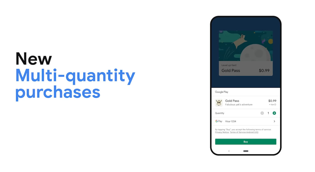 Google Play compra de itens em quantidade