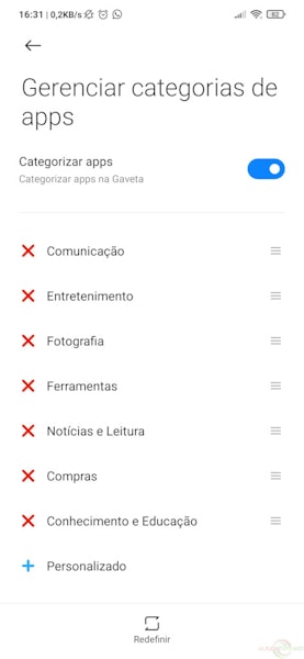 MIUI Gaveta de Apps