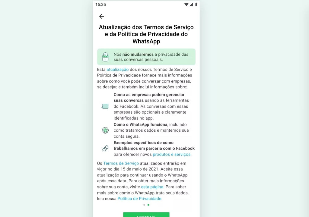 WhatsApp revela o que acontecerá com quem não aceitar a nova política de privacidade