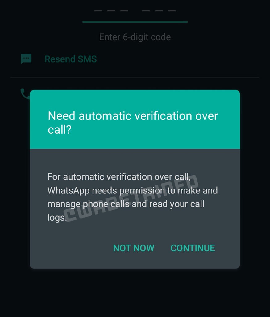 WhatsApp ligação rápida para login