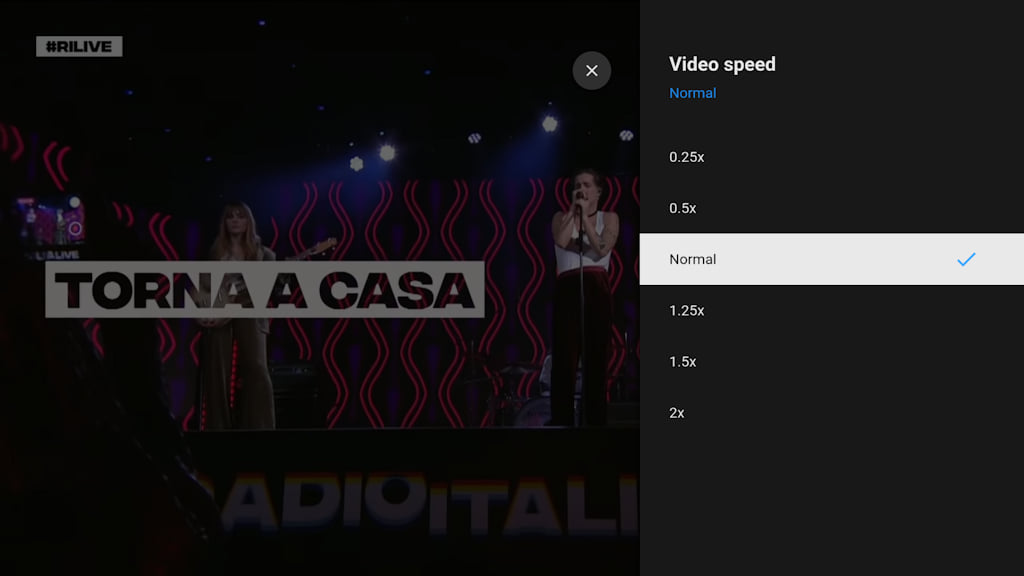 YouTube Android Tv com controle de velocidade no vídeo