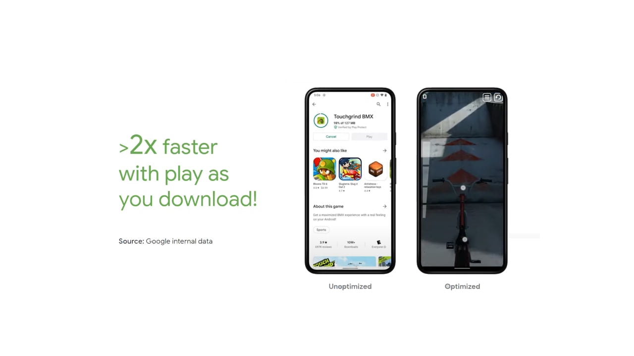 Android 12 permite jogar games antes do download terminar na loja Google Play