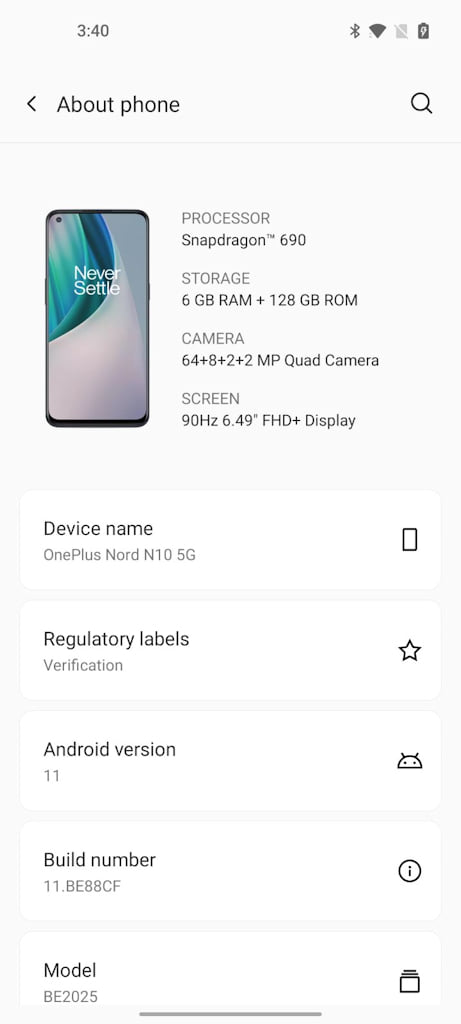 OnePlus Nord 10 Android 11