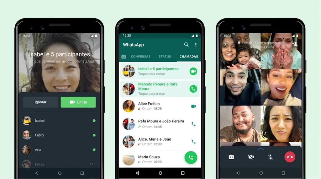 Chamadas em grupo no WhatsApp permitem que você entre nelas até se não atendeu na hora