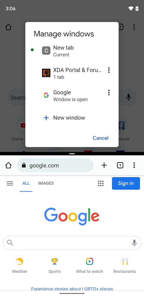 Google Chrome beta abrindo janelas