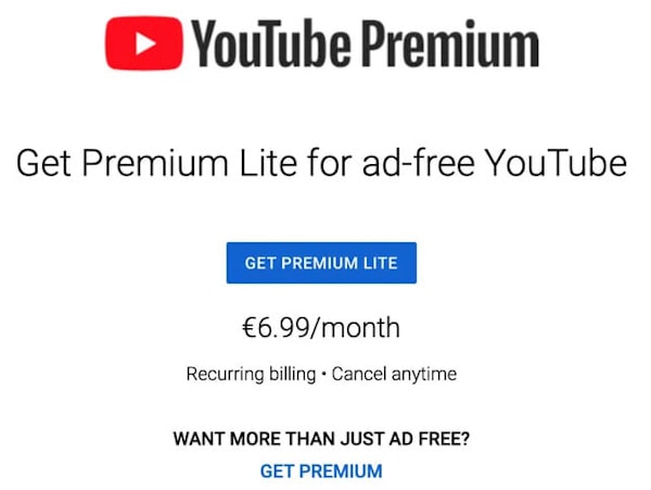 YouTube Premium Lite