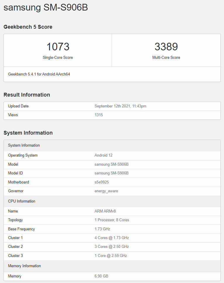 Galaxy S22 Ultra Benchmark em modo de economia