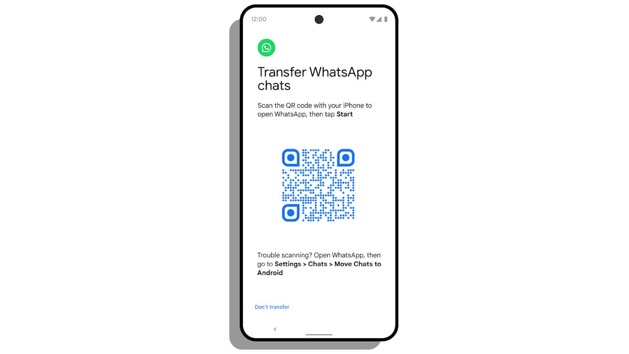 Android 12 transferência WhatsApp de iPhone para Android