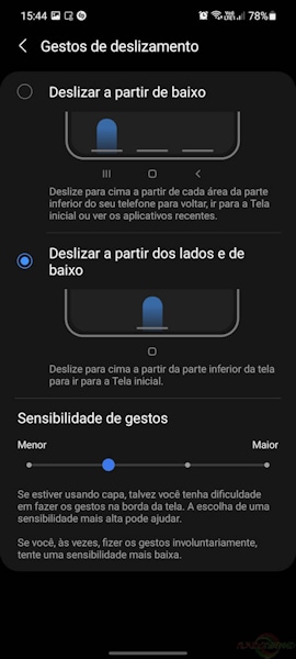 Ativar Navegação por gestos nos Galaxy da Samsung