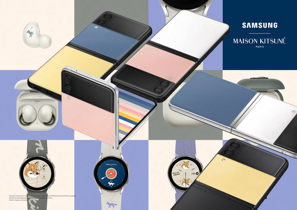 Galaxy Z Flip 3 Bespoke permite personalização e Galaxy Watch 4 e Buds 2 ganham edição Maison Kitsuné