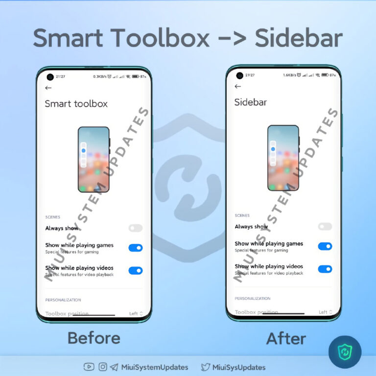MIUI Smart Toolbox agora é chamado de sidebar