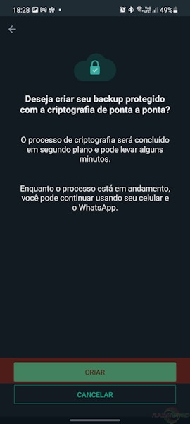 Como ativar a criptografia no backup do WhatsApp