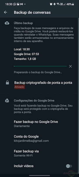 Como ativar a criptografia no backup do WhatsApp