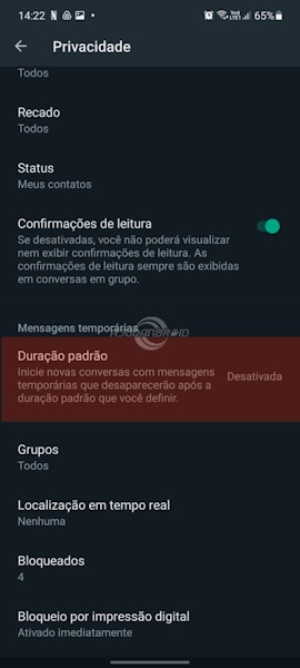 Mensagens temporárias por padrão no WhatsApp