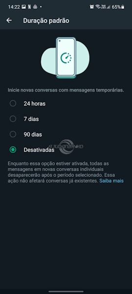 Mensagens temporárias por padrão no WhatsApp