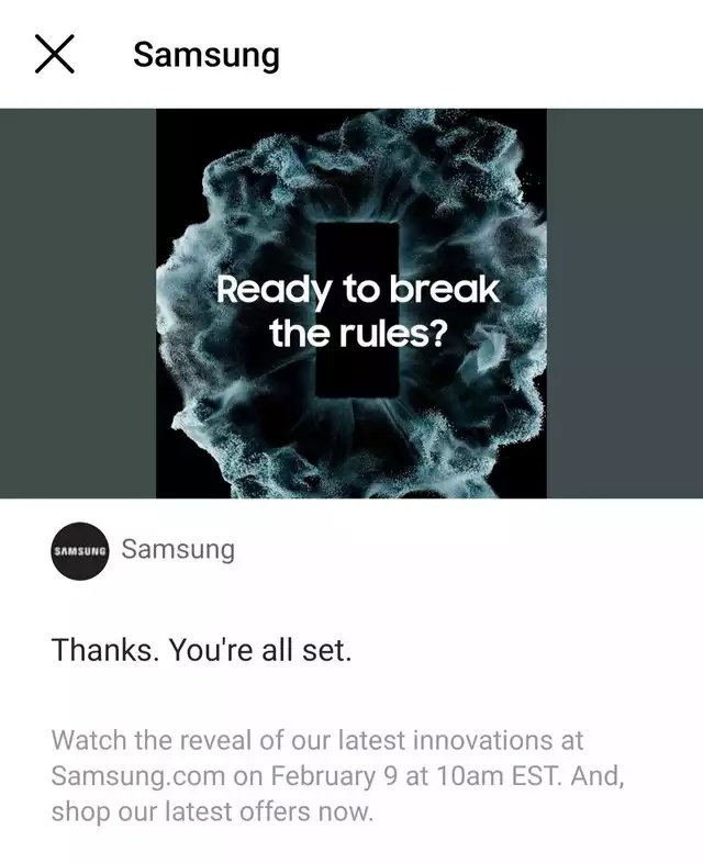 Samsung Galaxy S22 data do evento