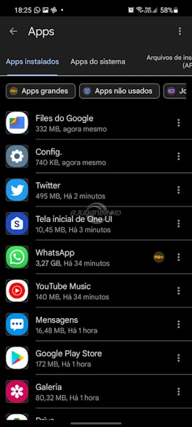 Files do Google liberando armazenamento interno