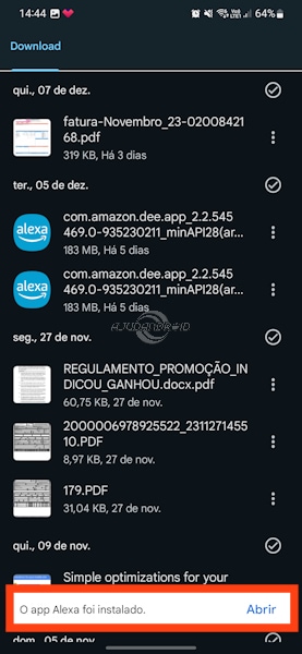 Files do Google aviso instalação apps desconhecidos completada