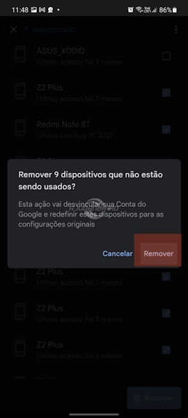 Google Assistente removendo dispositivos