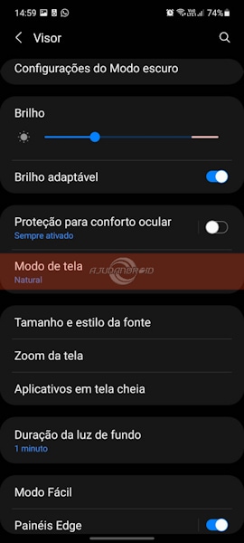 Modo de tela Vívido ou Natural no Samsung Galaxy