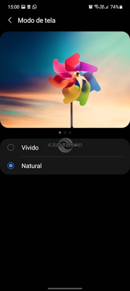 Modo de tela Vívido ou Natural no Samsung Galaxy