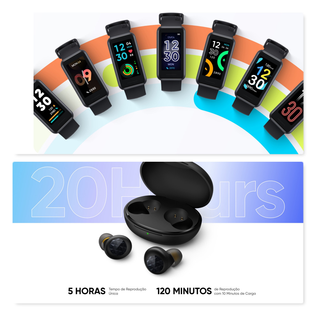 Realme Band 2 e fone sem fio Realme Buds Q2 chegam ao Brasil