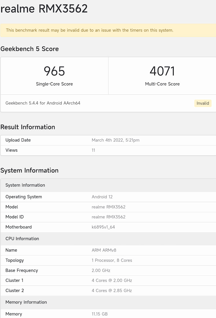 MediaTek Dimensity 8100 Benchmark