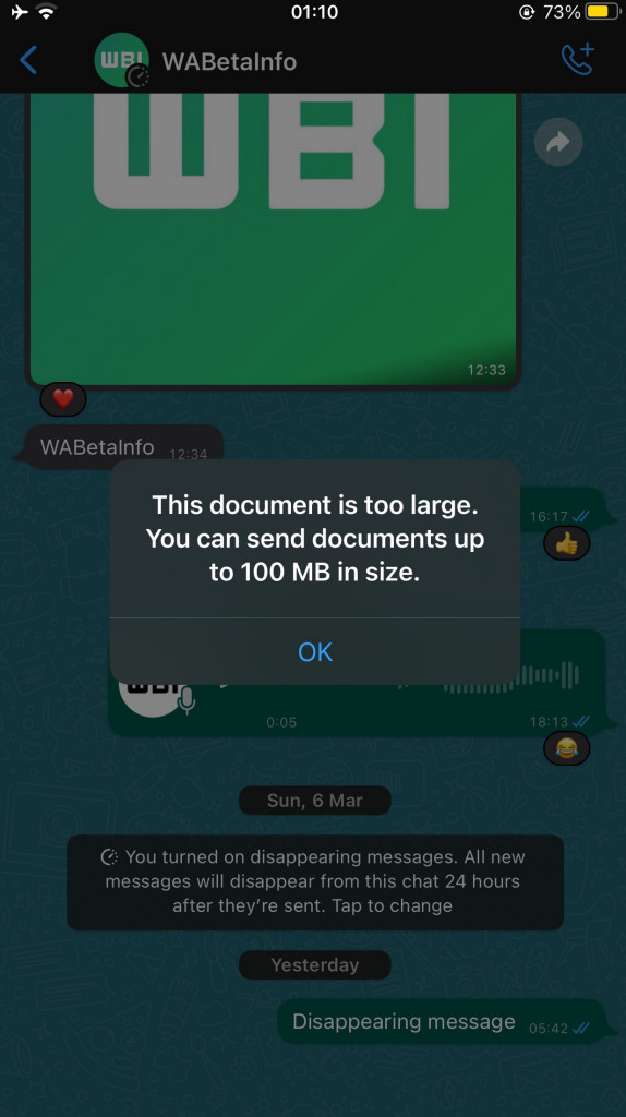 WhatsApp Beta 2GB de limite para arquivos