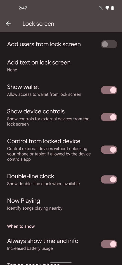 Android 13 opção tela de bloqueio para controlar dispositivos inteligentes