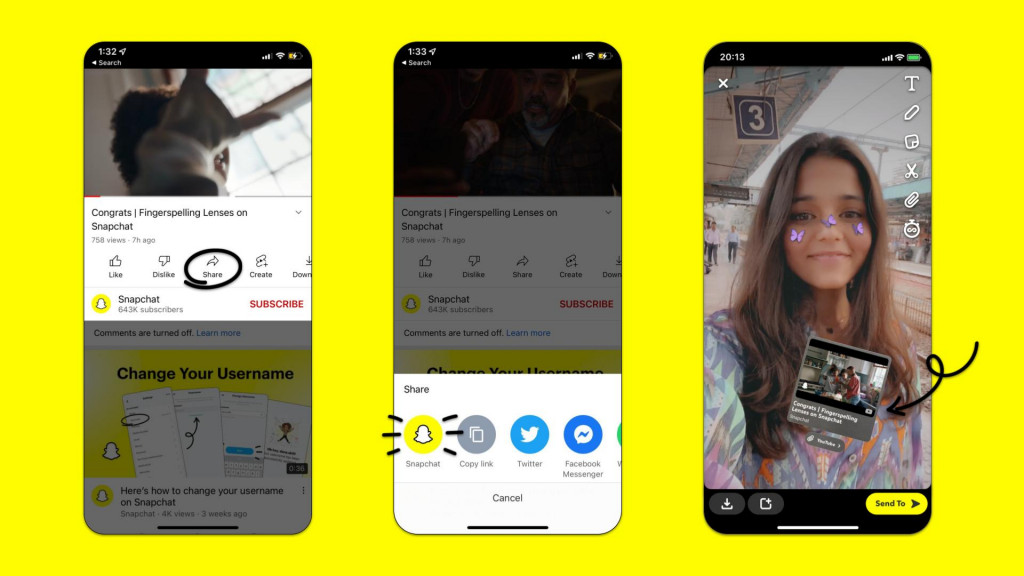 Vídeos do Youtube podem ser compartilhados diretamente no Snapchat