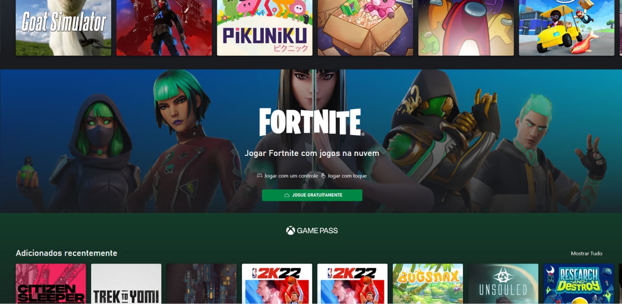 Fortnite se junta ao Xbox Cloud Gaming, é o primeiro jogo gratuito